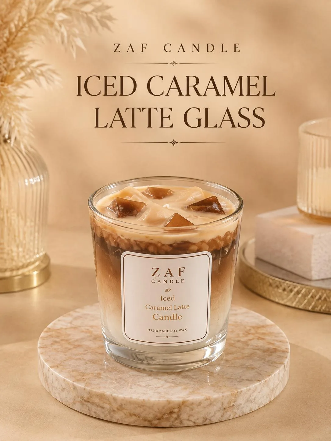 Iced Caramel Latte Glass Candle