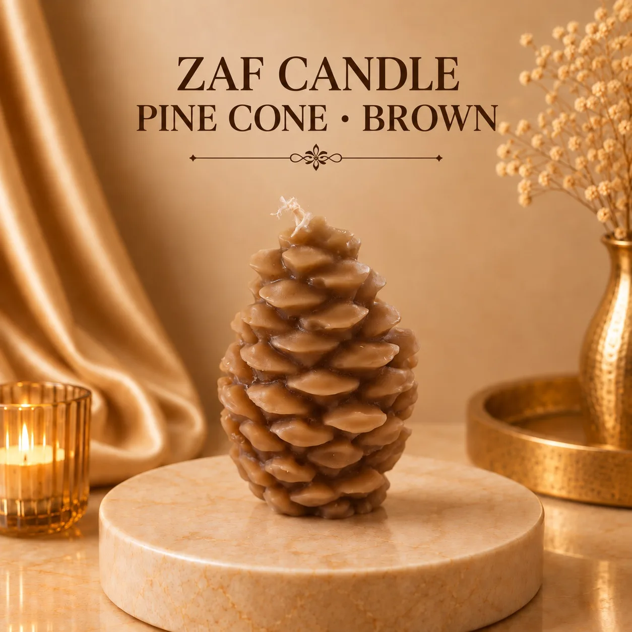 Pine Cone Candle Kahverengi