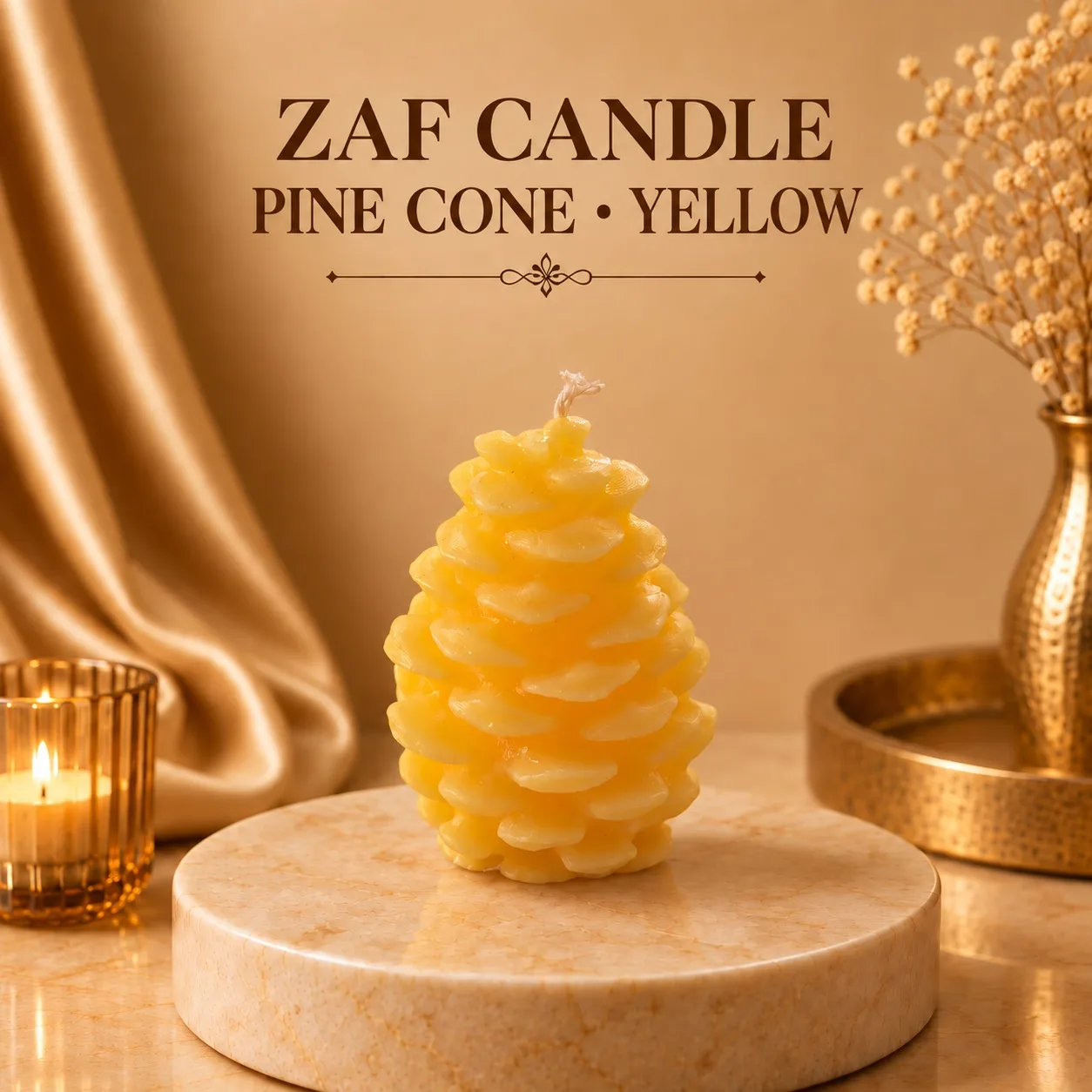 Pine Cone Candle Sarı