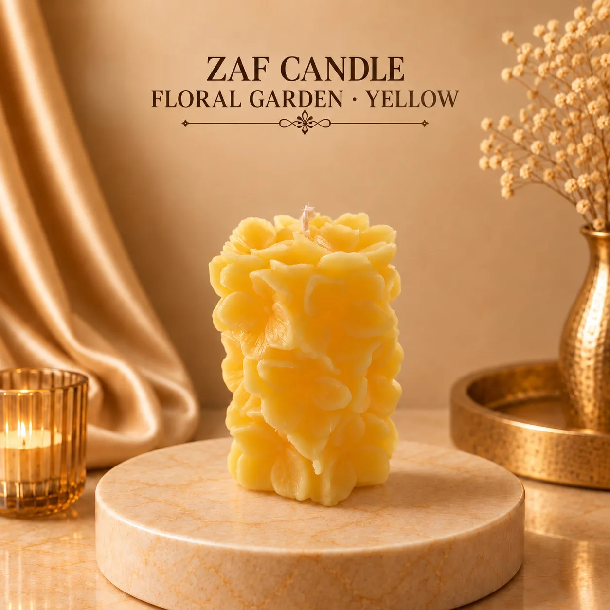 Floral Garden Candle Sarı